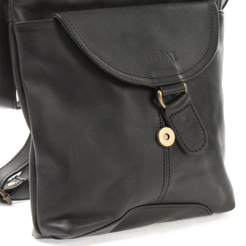 Leconi Umhängetasche Schultertasche Damen Herren Used Look Leder schwarz LE3072 Super Rabatt