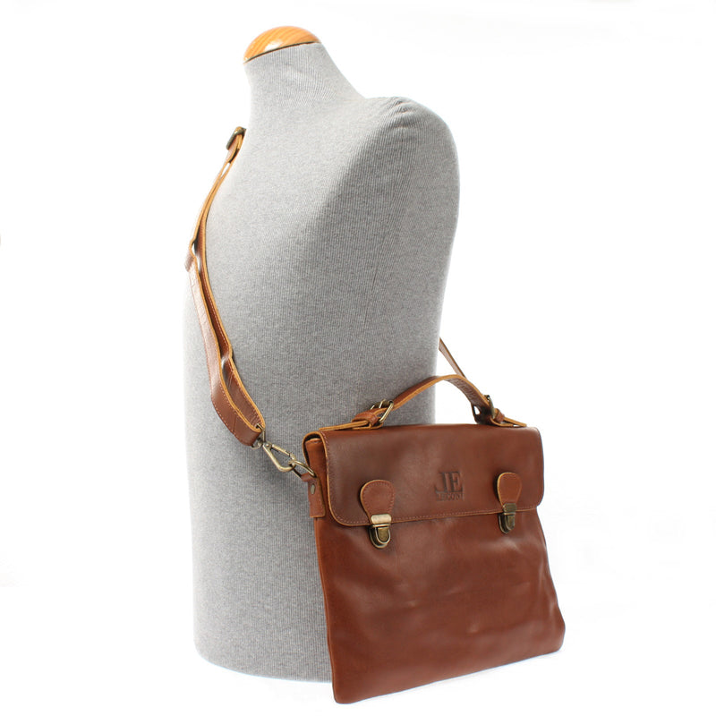 Leconi kleine Umhängetasche Schultertasche Damen und Herren Leder braun LE3079 Clearance-Verkauf