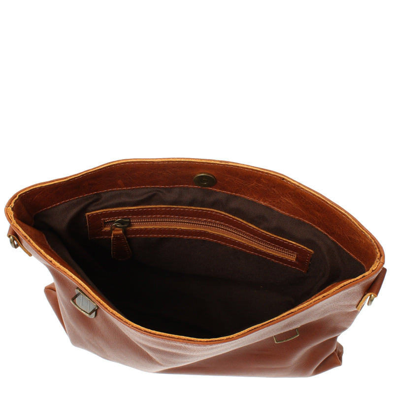 Leconi kleine Umhängetasche Schultertasche Damen und Herren Leder braun LE3079 Clearance-Verkauf
