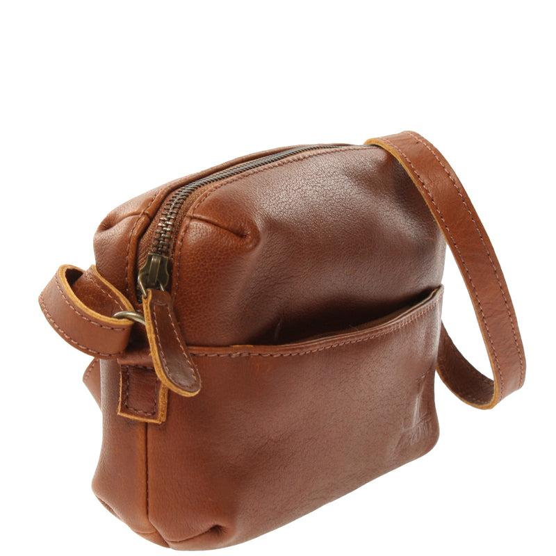 Leconi kleine Umhängetasche Ledertasche Damentasche Schultertasche Leder braun LE3080 Kostenloser Versand international