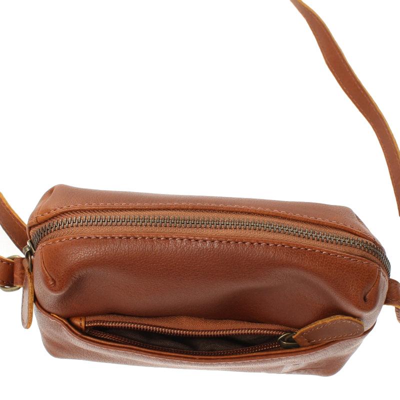 Leconi kleine Umhängetasche Ledertasche Damentasche Schultertasche Leder braun LE3080 Kostenloser Versand international