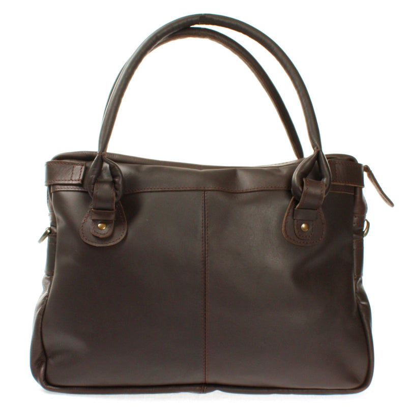 Leconi Schultertasche Henkeltasche Damentasche Handtasche Leder dunkelbraun LE0050 Speichern exportieren