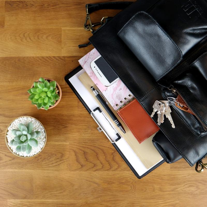 Leconi Schultertasche Umhängetasche Ledertasche Leder Damen schwarz LE0062 Black Friday Preise