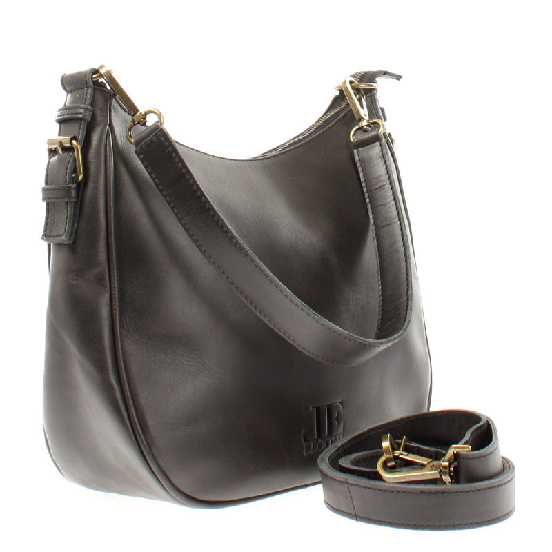 Leconi Schultertasche Ledertasche Handtasche Leder dunkelgrau LE0063 Im Verkauf