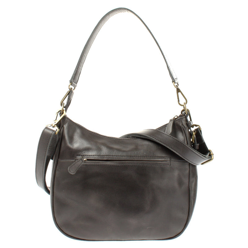 Leconi Schultertasche Ledertasche Handtasche Leder dunkelgrau LE0063 Im Verkauf