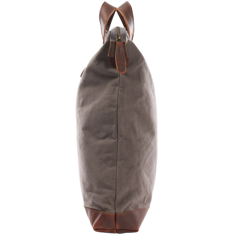 Leconi Shopper Henkeltasche Damen Canvas Leder braun grau LE0037 Rabatte dieses Monats