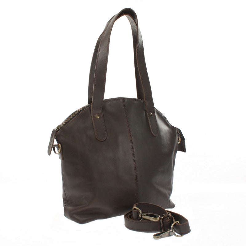 Leconi Shopper Schultertasche Damen Handtasche Ledertasche Henkeltasche Leder dunkelbraun LE0060 Online