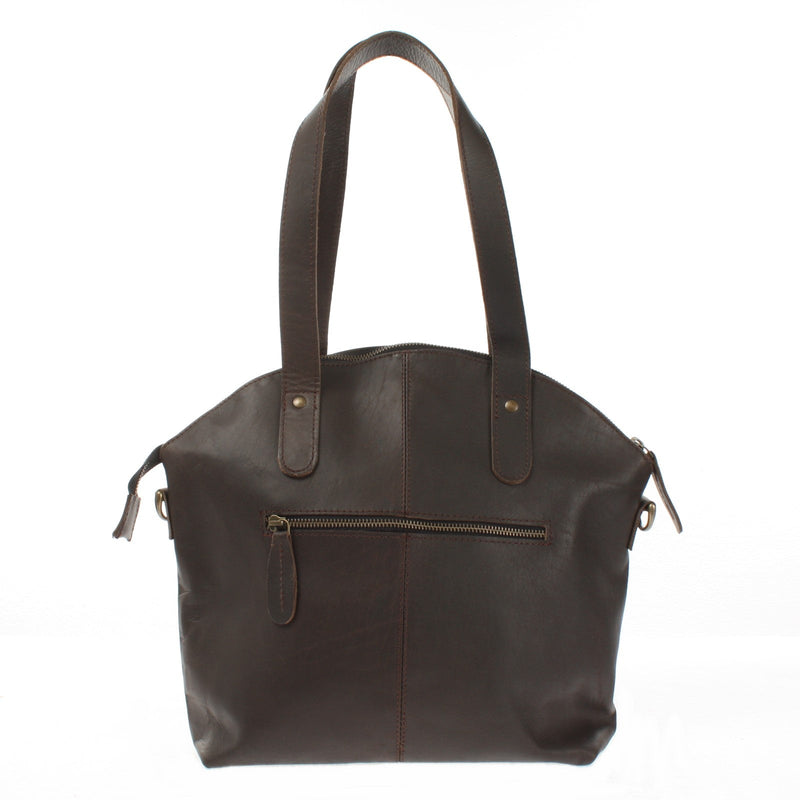 Leconi Shopper Schultertasche Damen Handtasche Ledertasche Henkeltasche Leder dunkelbraun LE0060 Online