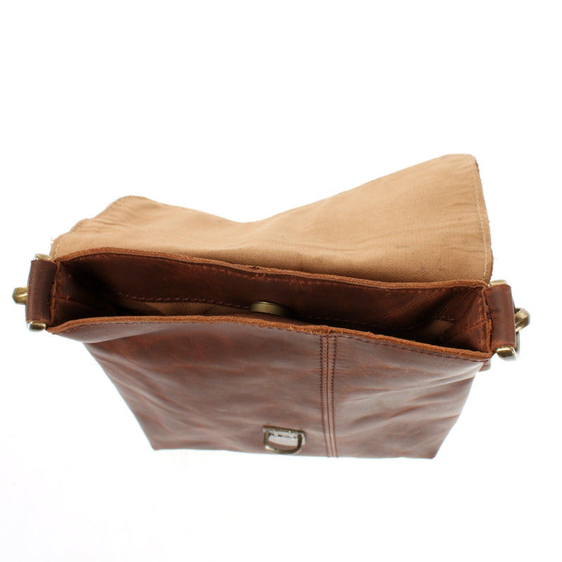 Leconi kleine Umhängetasche Damentasche Herrentasche Ledertasche braun LE3033 Outlet