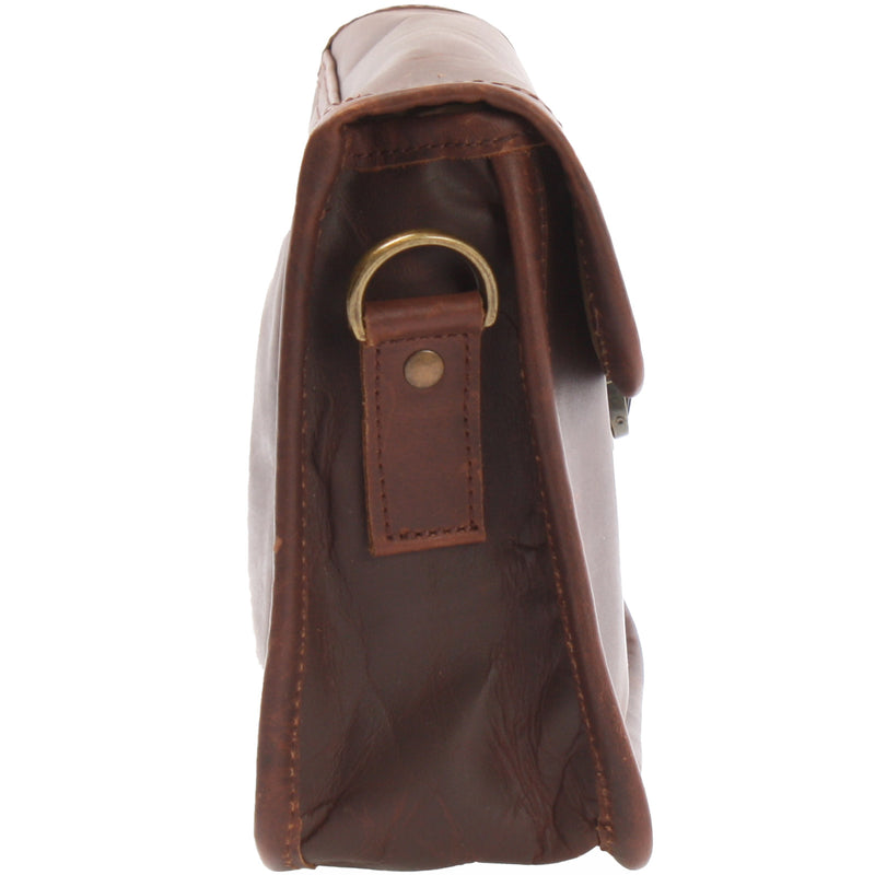 Leconi kleine Schultertasche Ledertasche Damentasche Leder braun LE3041 Auslauf