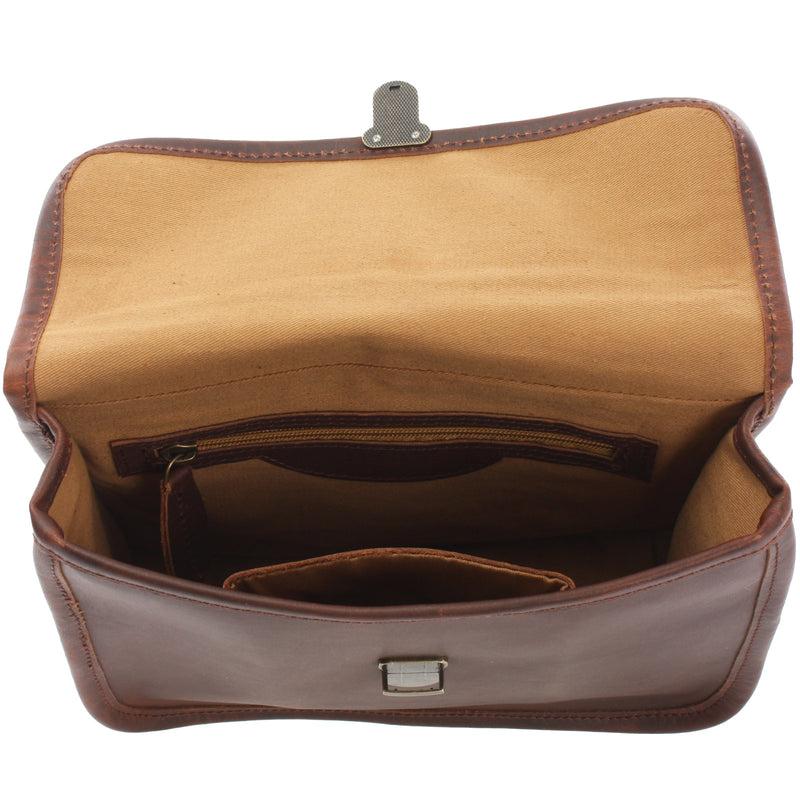 Leconi kleine Schultertasche Ledertasche Damentasche Leder braun LE3041 Auslauf