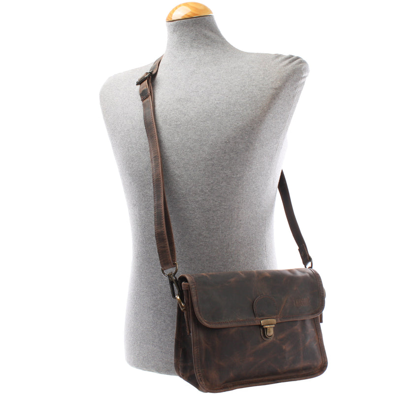 Leconi kleine Schultertasche Umhängetasche Leder Leder schlamm LE3041 Verkauf