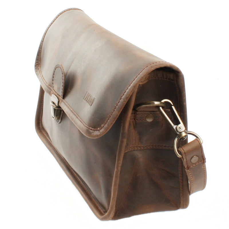 Leconi Schultertasche Umhängetasche Damen Leder gewachstes Rindsleder schlamm LE3044 Angebote
