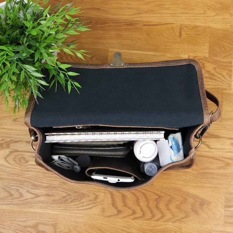 Leconi Schultertasche Umhängetasche Damen Leder gewachstes Rindsleder schlamm LE3044 Angebote