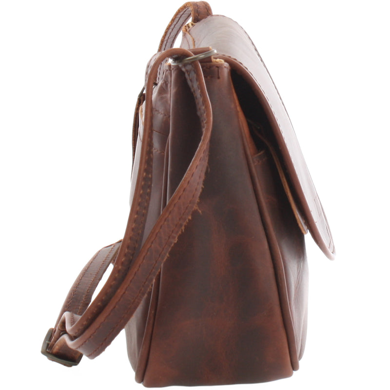 Leconi kleine Umhängetasche Ledertasche Damentasche Schultertasche Leder braun LE3047 im Angebot