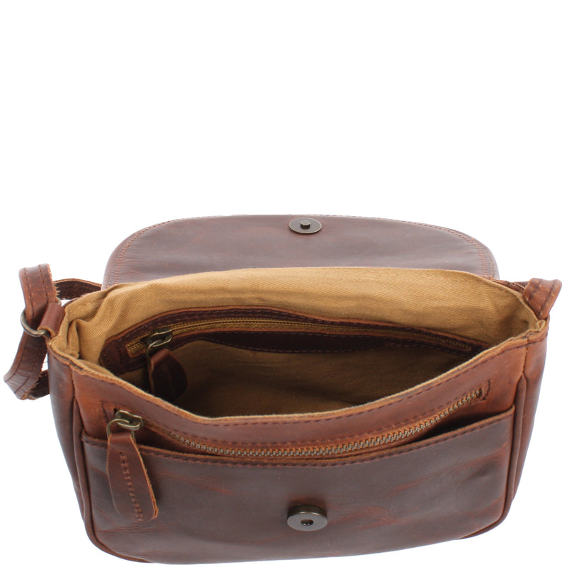 Leconi kleine Umhängetasche Ledertasche Damentasche Schultertasche Leder braun LE3047 im Angebot