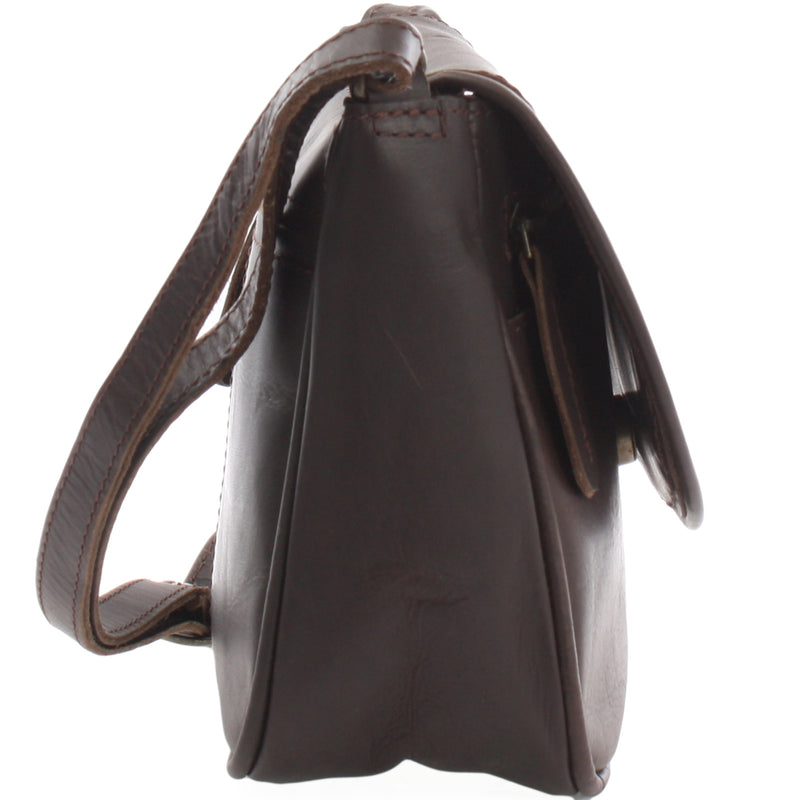Leconi kleine Umhängetasche Ledertasche Leder dunkelbraun LE3047 Schlussverkauf