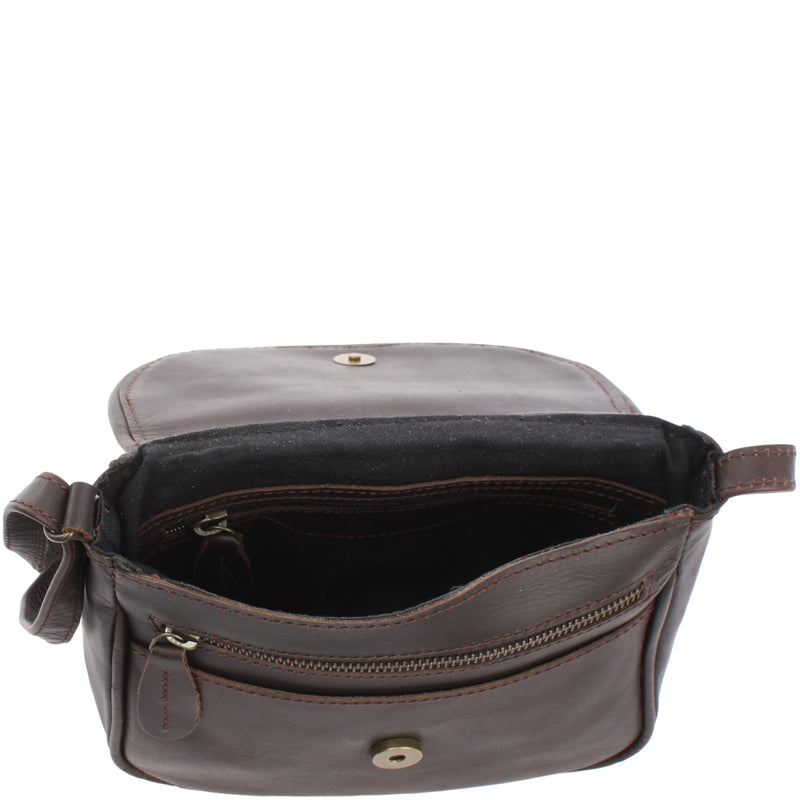Leconi kleine Umhängetasche Ledertasche Leder dunkelbraun LE3047 Schlussverkauf