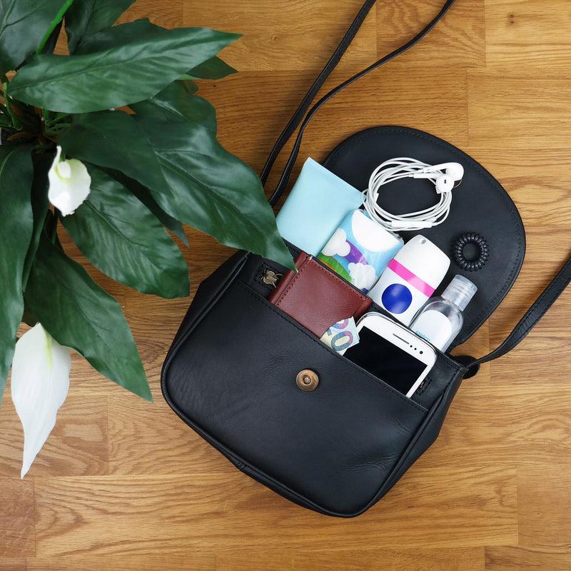 Leconi kleine Umhängetasche Ledertasche Damentasche Schultertasche Leder schwarz LE3047 Günstiger Verkauf