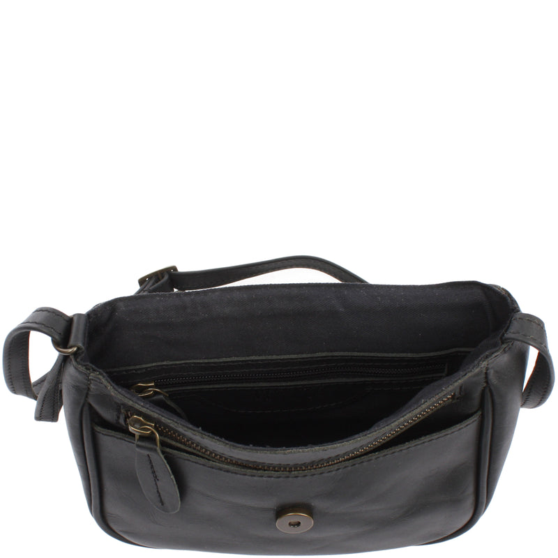 Leconi kleine Umhängetasche Ledertasche Damentasche Schultertasche Leder schwarz LE3047 Günstiger Verkauf