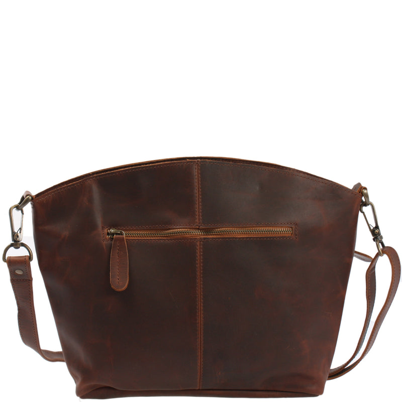 Leconi Umhängetasche Schultertasche Freizeittasche Leder braun LE3050 Fabrikverkauf