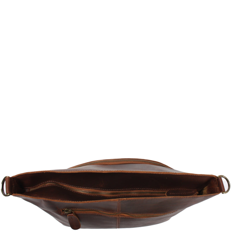 Leconi Umhängetasche Schultertasche Freizeittasche Leder braun LE3050 Fabrikverkauf