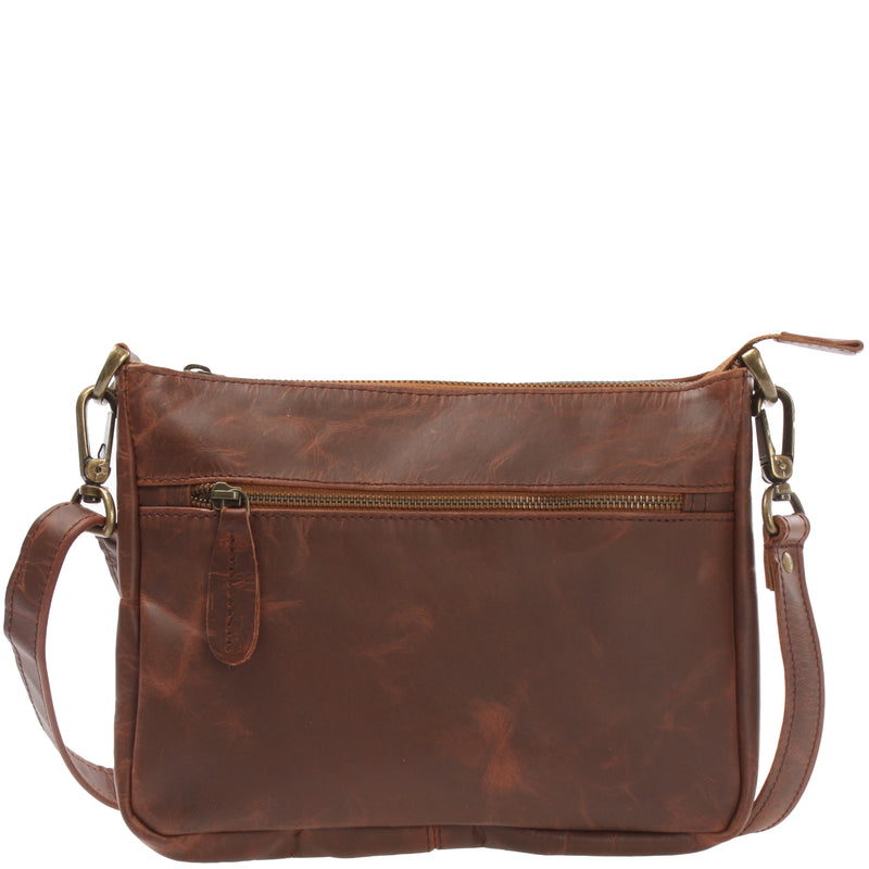 Leconi kleine Umhängetasche Damentasche Clutch Leder braun LE3051 Kostenloser Versand