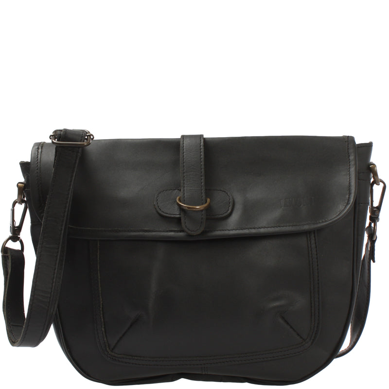 Leconi Umhängetasche Damen Schultertasche Damentasche Handtasche Leder schwarz LE3053 Limitierter Zeitrabatt