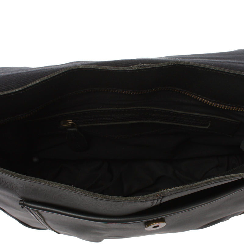 Leconi Umhängetasche Damen Schultertasche Damentasche Handtasche Leder schwarz LE3053 Limitierter Zeitrabatt