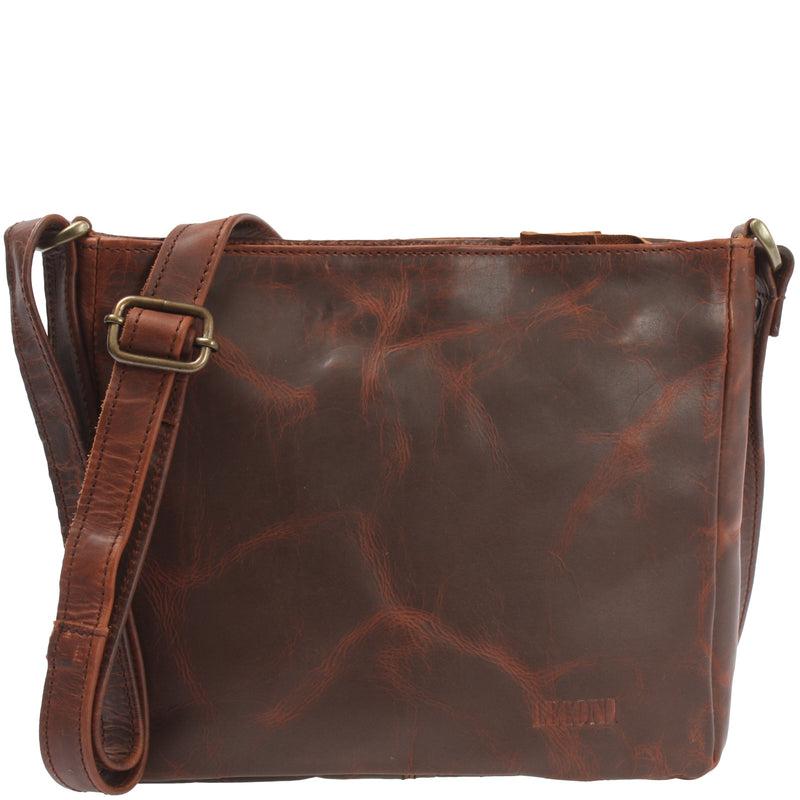 Leconi Umhängetasche Schultertasche Freizeittasche Leder braun LE3058 Fabrik Onlineshop