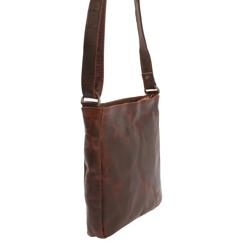 Leconi Umhängetasche Schultertasche Freizeittasche Leder braun LE3058 Fabrik Onlineshop