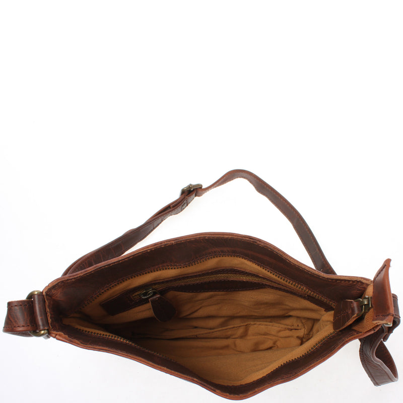 Leconi Umhängetasche Schultertasche Freizeittasche Leder braun LE3058 Fabrik Onlineshop