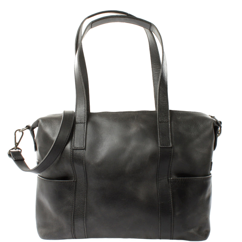 Leconi Shopper Schultertasche Henkeltasche Damen Handtasche Leder dunkelgrau LE0061 Begrenztes Angebot