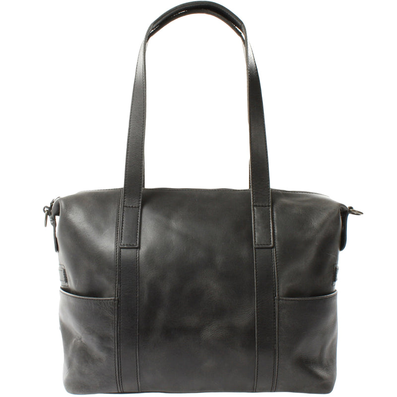 Leconi Shopper Schultertasche Henkeltasche Damen Handtasche Leder dunkelgrau LE0061 Begrenztes Angebot