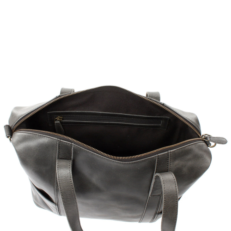 Leconi Shopper Schultertasche Henkeltasche Damen Handtasche Leder dunkelgrau LE0061 Begrenztes Angebot