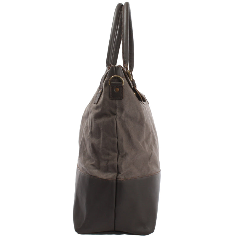 Leconi XXL Shopper Schultertasche Beuteltasche Leder Canvas grau LE2005 Exklusivangebot