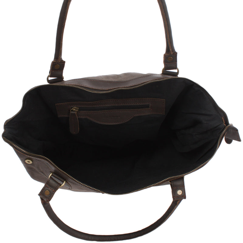 Leconi XXL Shopper Schultertasche Beuteltasche Leder Canvas grau LE2005 Exklusivangebot