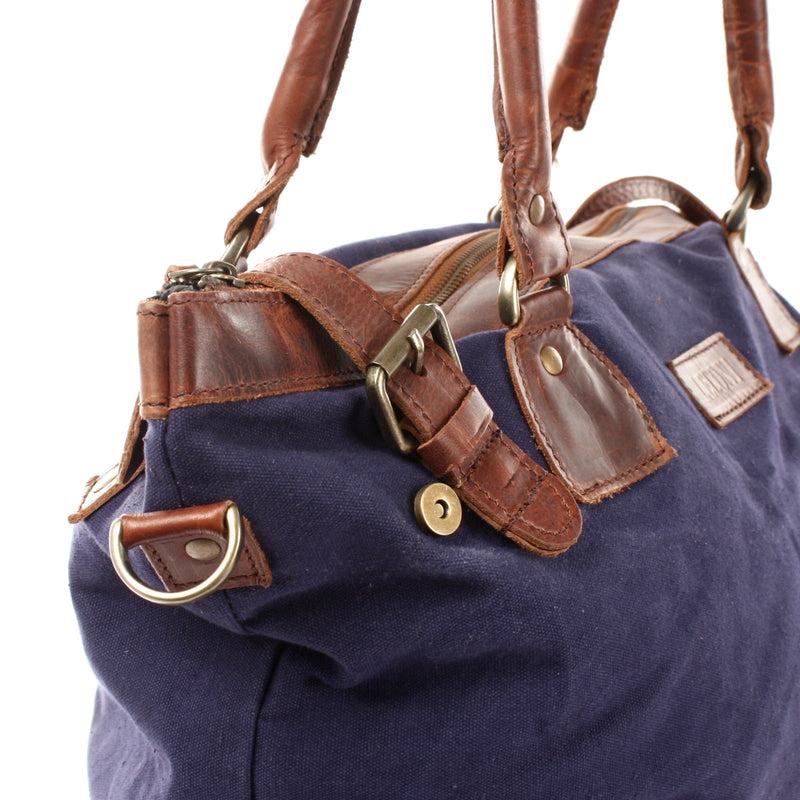 Leconi XXL Shopper Schultertasche Beuteltasche Leder Canvas navy LE2005 Black Friday