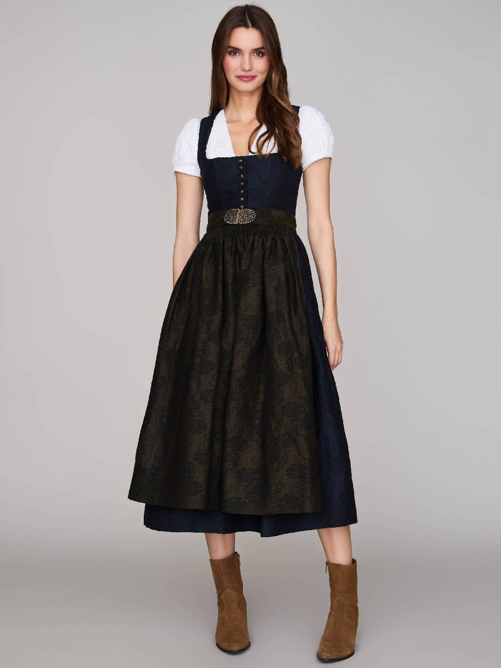 Limberry Indigoblaues Dirndl mit floralem Muster - MONIKA INDIGOBLAU Top Angebot