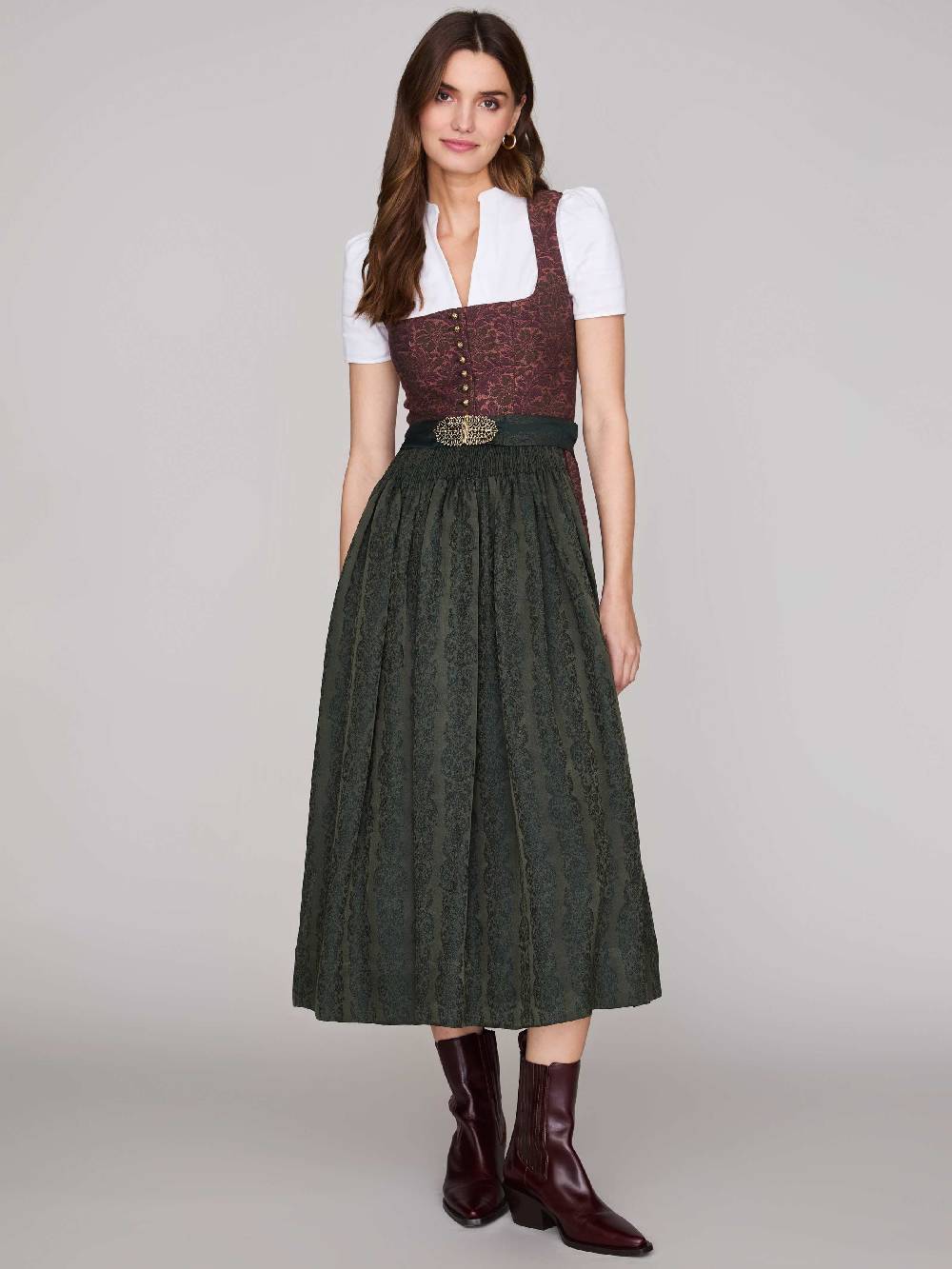 Limberry Dirndl in Korall mit floralem Muster - MONIKA KORALLE Online Outlet
