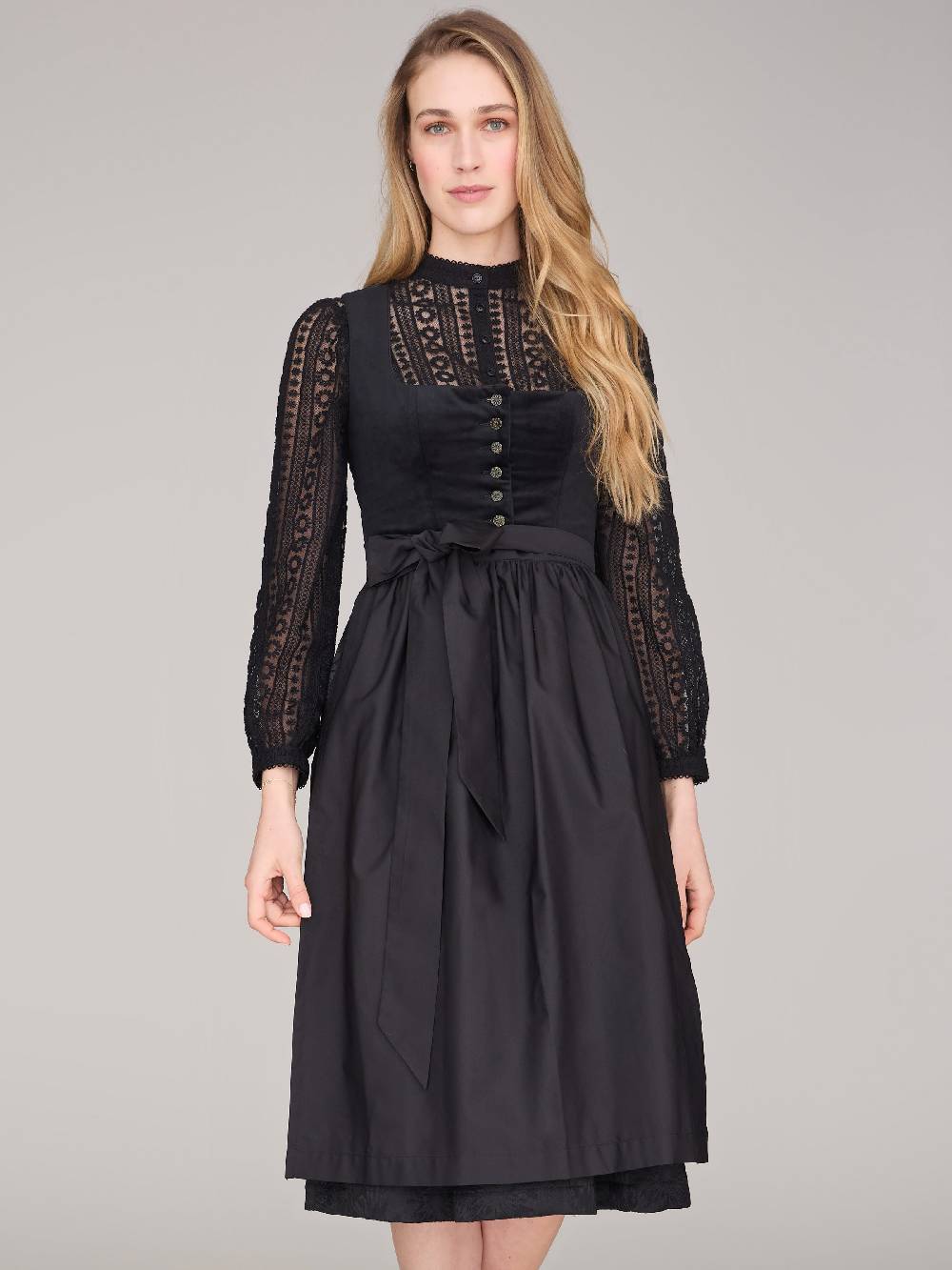 Limberry Schwarzes Dirndl mit Knöpfen - GEORGINA ANTIQUE BLACK Blitzangebot