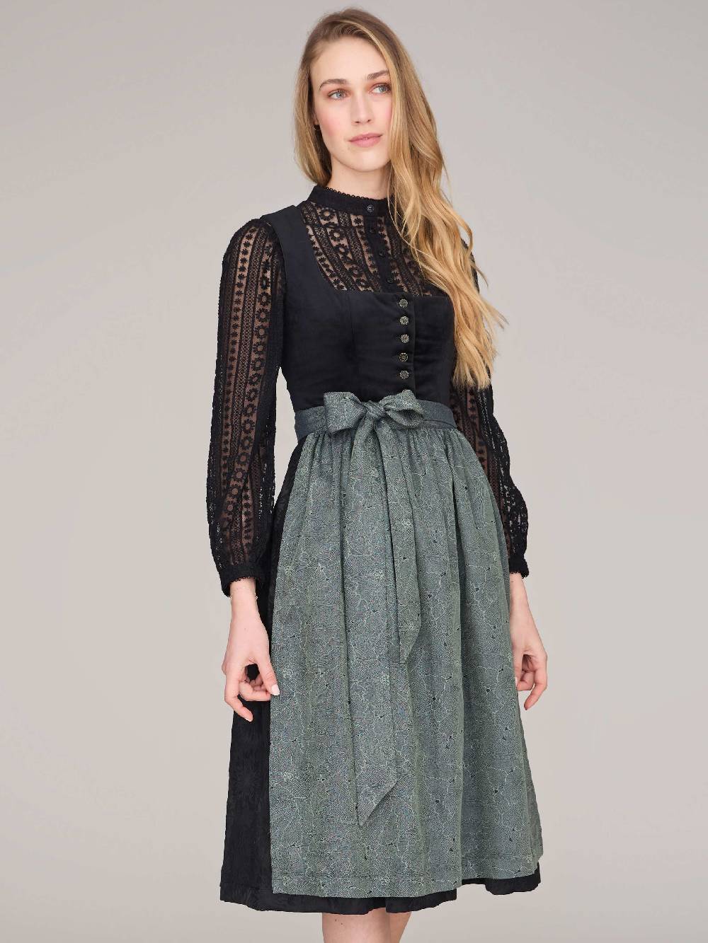 Limberry Schwarzes Dirndl mit Knöpfen - GEORGINA ANTIQUE BLACK Blitzangebot