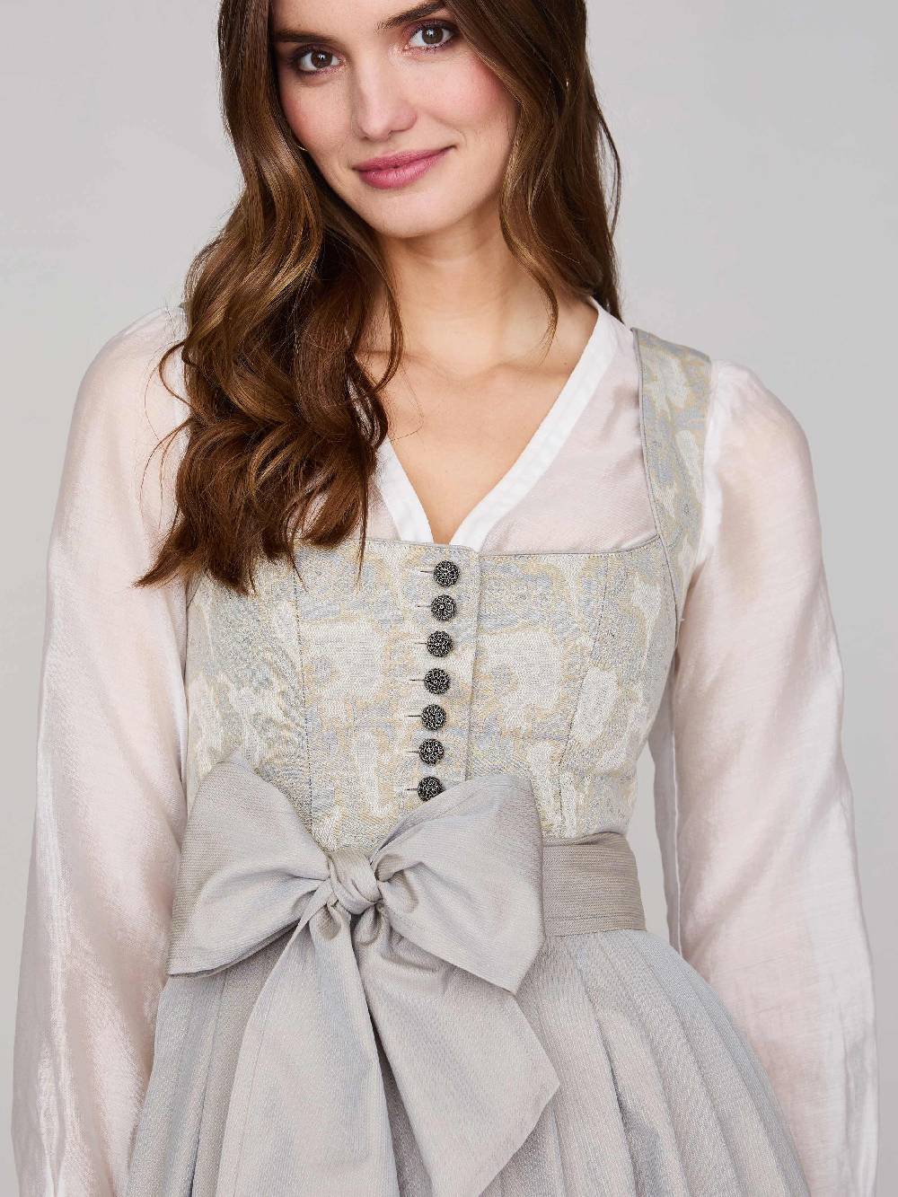 Limberry Gemustertes Dirndl in Greige - HEDI GREIGE FOLKLORE Räumungsverkauf