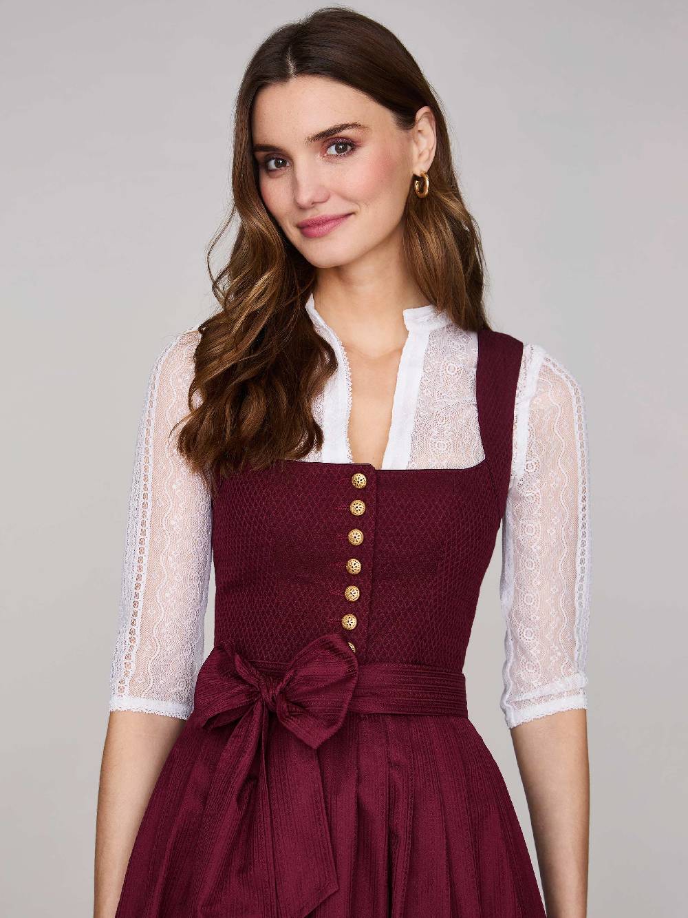 Limberry Bordeauxrotes Dirndl mit plissiertem Rock - HEDI PLISSEE BORDEAUX Sonderangebote