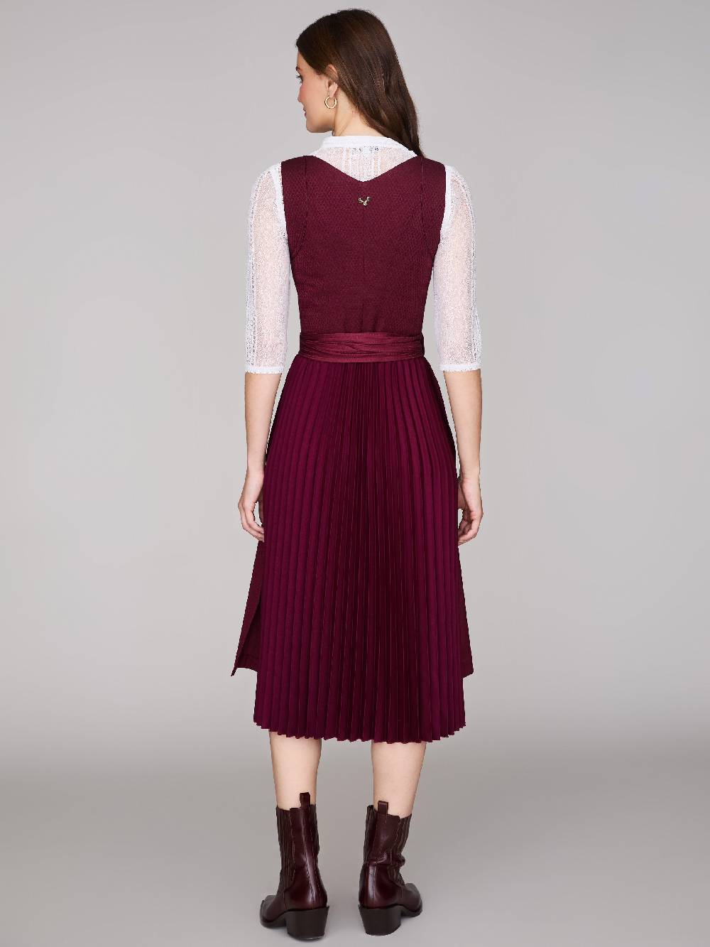 Limberry Bordeauxrotes Dirndl mit plissiertem Rock - HEDI PLISSEE BORDEAUX Sonderangebote