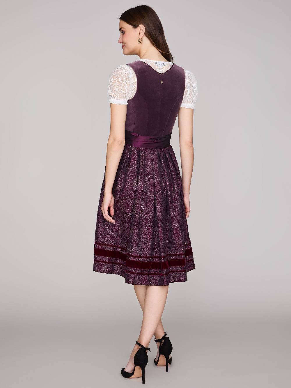 Limberry Pflaumenfarbenes Samtdirndl mit Zierschnalle - SARAH PLUME Riesige Ersparnisse