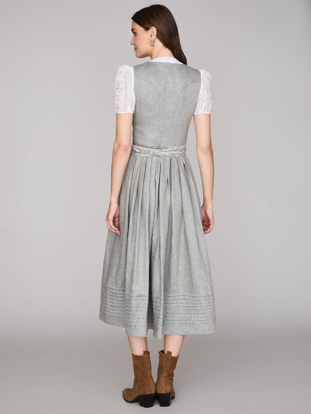 Limberry Hellgraues Dirndl aus Leinen - MONIKA CLOUD BLUE JADE Kostenlose Rückgabe