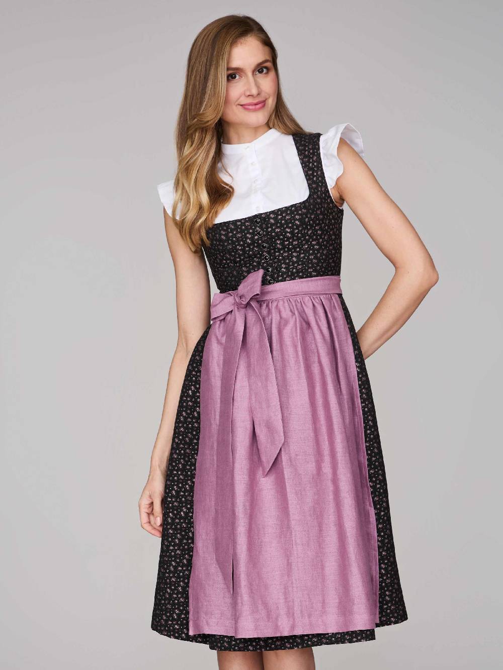 Limberry Schwarzes Dirndl mit Streublumenmuster - ELSIE BLACK Letzte 2 Tage
