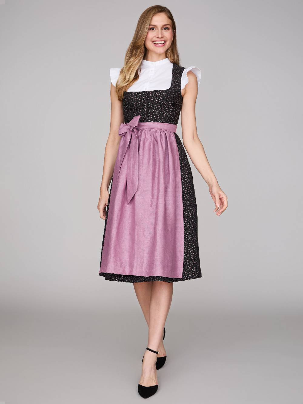 Limberry Schwarzes Dirndl mit Streublumenmuster - ELSIE BLACK Letzte 2 Tage