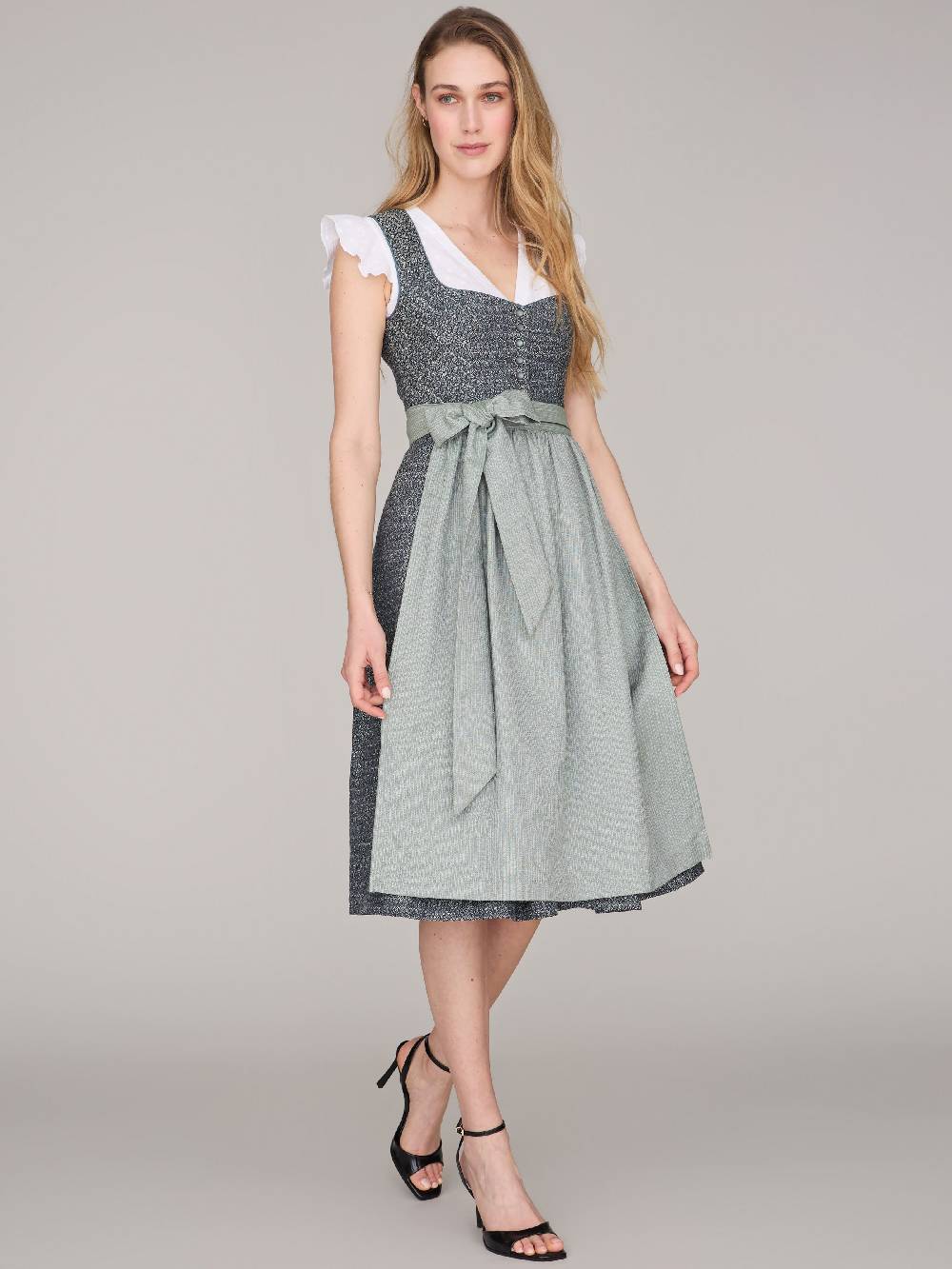 Limberry Blaues Dirndl mit Knöpfen - JOSIE STORMY SKY Letzter Tag